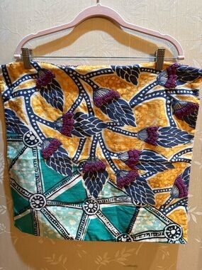 Vibrant Floral Embroidered & Geometric Pillow Cover Teal,Mustard & Purple